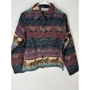 Vintage Sara Studio Sz M Tapestry Equestrian Western Rodeo Jacket Indie Horse